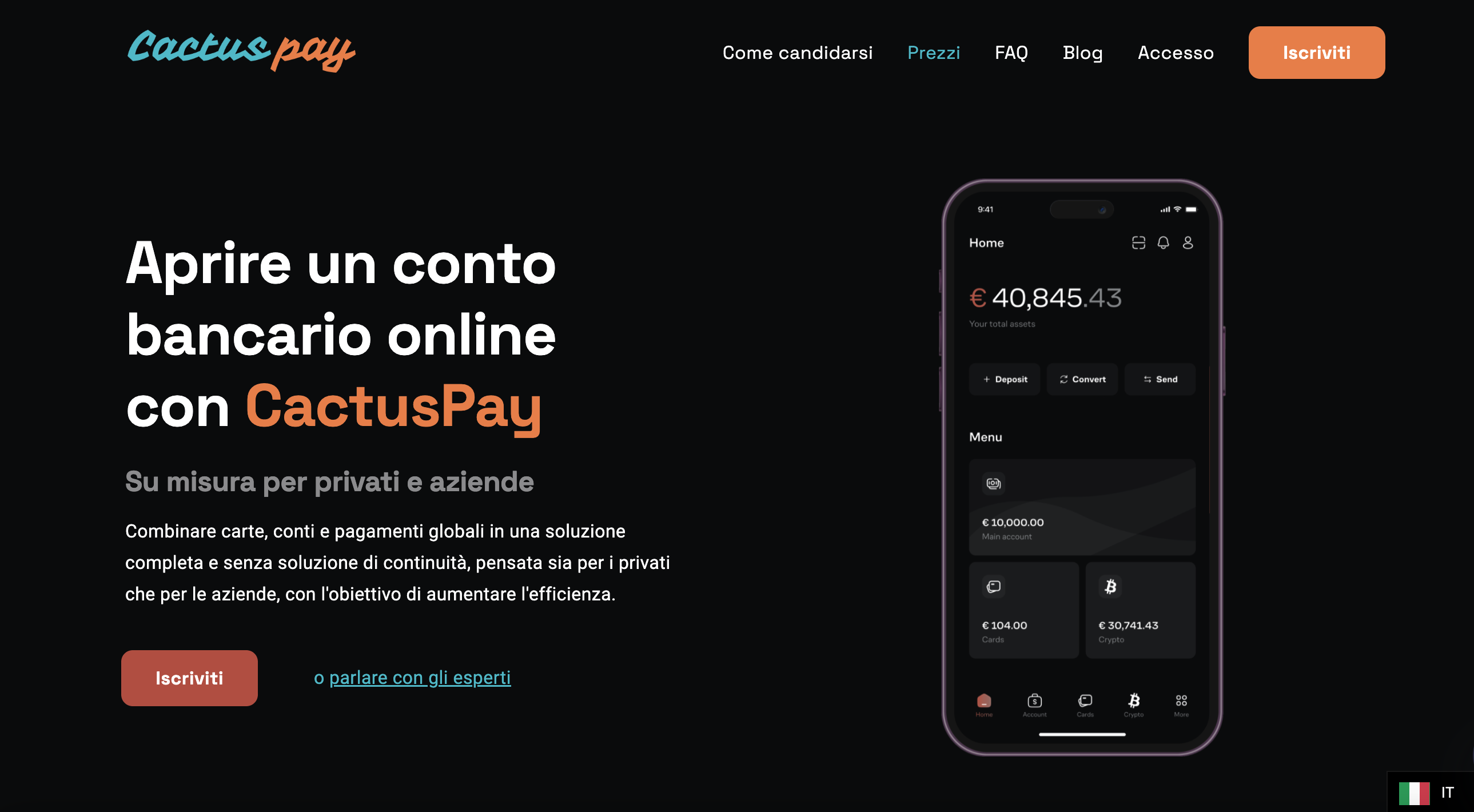 Aprire un conto bancario online con CactusPay